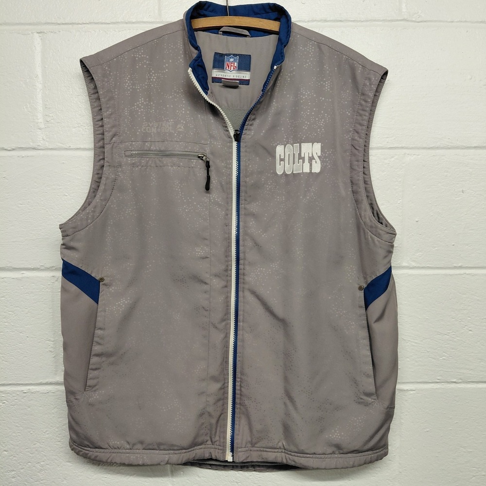 Indianapolis Colts Vest Mens MEDIUM Gray NFL Football Reebok Authentic Sideline